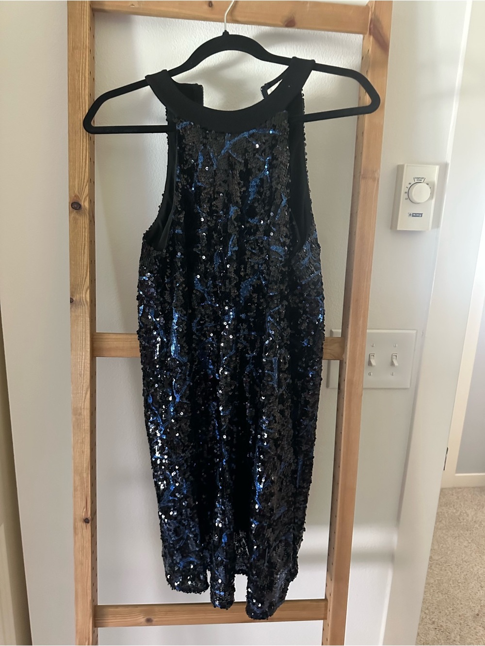 Black Sequin Halter Dress